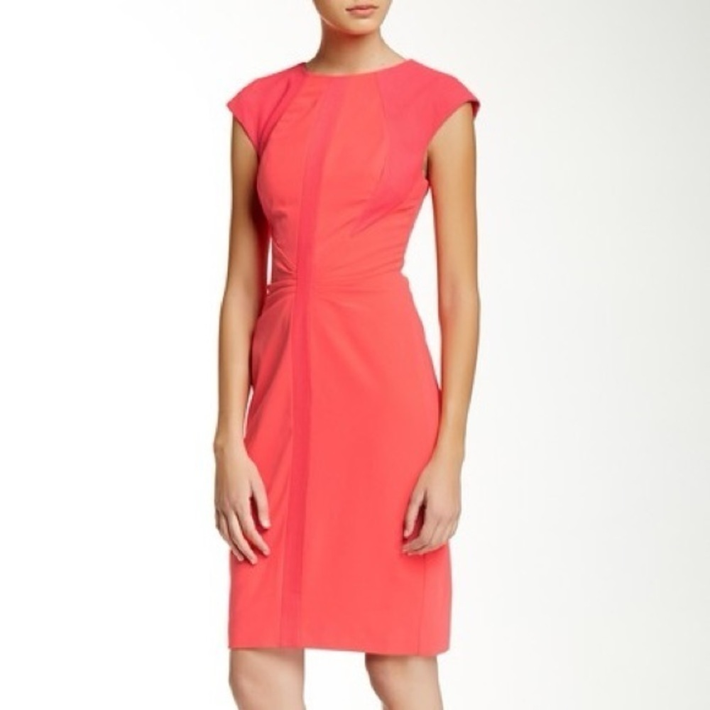 Ted Baker Coral Ruched Sheath Midi Dress